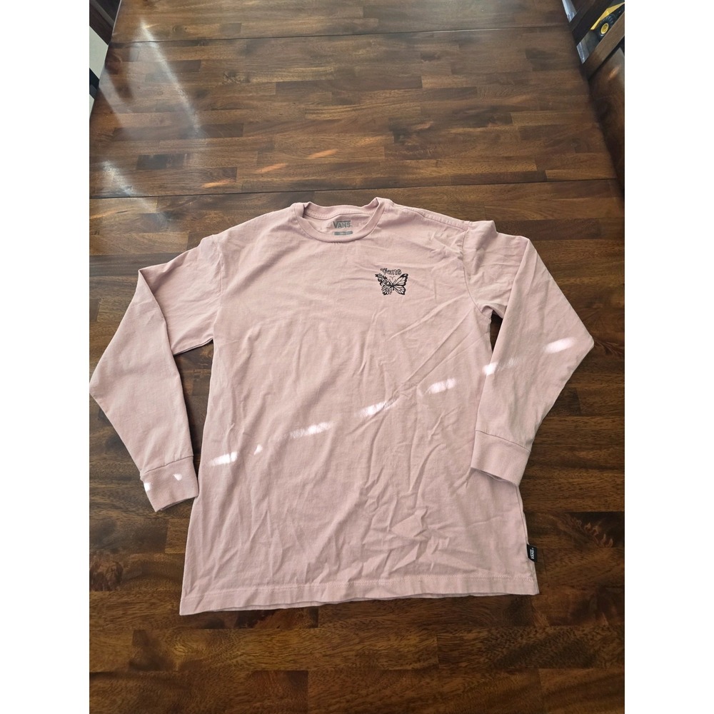 VANS Off the Wall Graphic Long Sleeve Women's  Small Cotton Pink Butterfly Sku93
